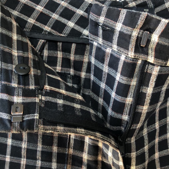 ZARA BASIC plaid print wide leg cropped pants - black & Ivory (Sz. Small) - Picture 6 of 8